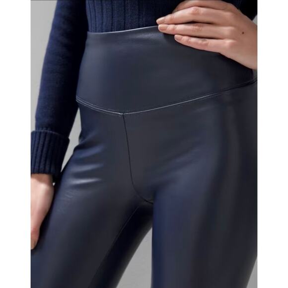 WHBM Faux Leather Leggings Navy Blue 10R New with tags Reg $109 - Picture 1 of 11